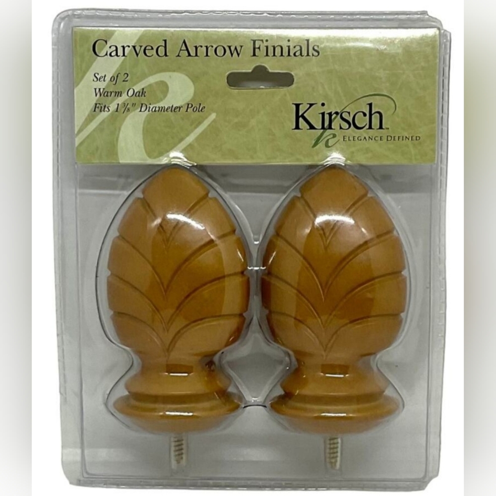 Kirsch Decorative Drapery Rod Finials Carved Arrow Set of 2
